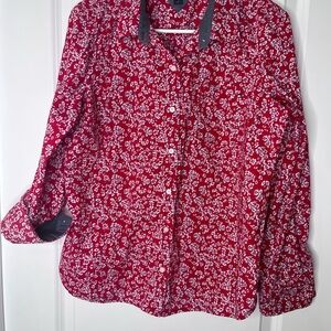 Red Floral Button-Up Shirt